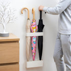 White Umbrella Racks, 1 Set Compact Space-Saving Storage for Long Stick & Foldable Umbrellas, No-Drill Wall Mount Water Draining Organizer, Height Adjustable Holder, Indoor Home Entryway & Office Use