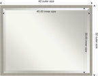 Amanti Art Grey Wall Mirror 32x42 Woodgrain Stripe Grey Rectangle Bathroom Mirror for Wall Decor Living Room, X-Large Casual Wood Frame, Hangs Horizonally and Vertically, Bathroom Decor, Beveled Edge