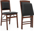 Giantex Folding Dining Chairs Set of 2, Foldable Wood Kitchen Chairs with Padded Seat, Solid Wood Frame, Max Load 400 Lbs, No Assembly Easy to Store Wooden Dining Chairs for Apartment, Small Space
