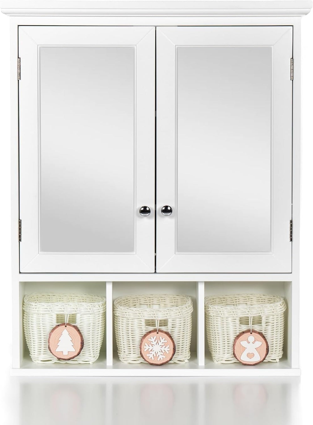 Modern Bathroom Storage Cabinet, 2 Doors 2 Adjustable Shelf + 3 Christmas Sty...