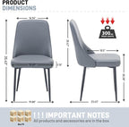 Modern Dining Chairs Set of 6, Faux Leather Upholstered Dining Room Chair Kitchen Chairs Dinner Side Chair with Curved Back and Metal Legs for Kitchen, Dining Room, Living Room, Grey