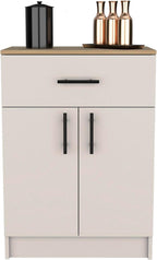 Kitchen Pantry Organizer Cabinet, Wooden Cupboard Credenza Bufffet Cabinet with 1 Drawer,2 Interior Shelves & 2 Doors,Freestanding Kitchen Hutch for Dining Room,White+Oak