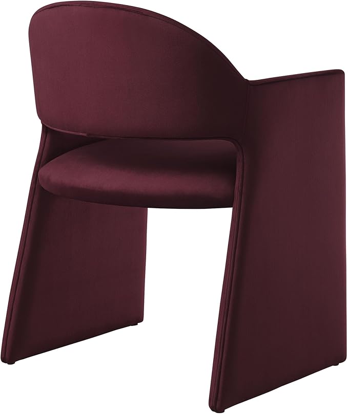 Modway Talia Performance Velvet Dining Armchair in Mulberry - Modern Curved Dining Chair with Open-Back - Stain-Resistant Velvet Barrel Chair - Living Room Accent Chair with Arms