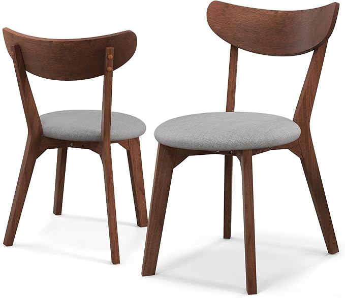 NAFORT Dining Chairs Set of 2, Modern Fabric Upholstered Dining Room Chairs, Wooden Chair Farmhouse Kitchen Side Chairs with Rubber Foot Pads for Bistros, Dining Kitchen Room, Restaurant