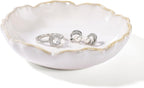 HOME SMILE Ring Jewelry Dish Pastel White Ruffled Ceramic|Trinket Tray for Earrings, Necklaces|Mothers Day Birthday Friendship Gifts for Women|Vanity Organizer & Bathroom Decor