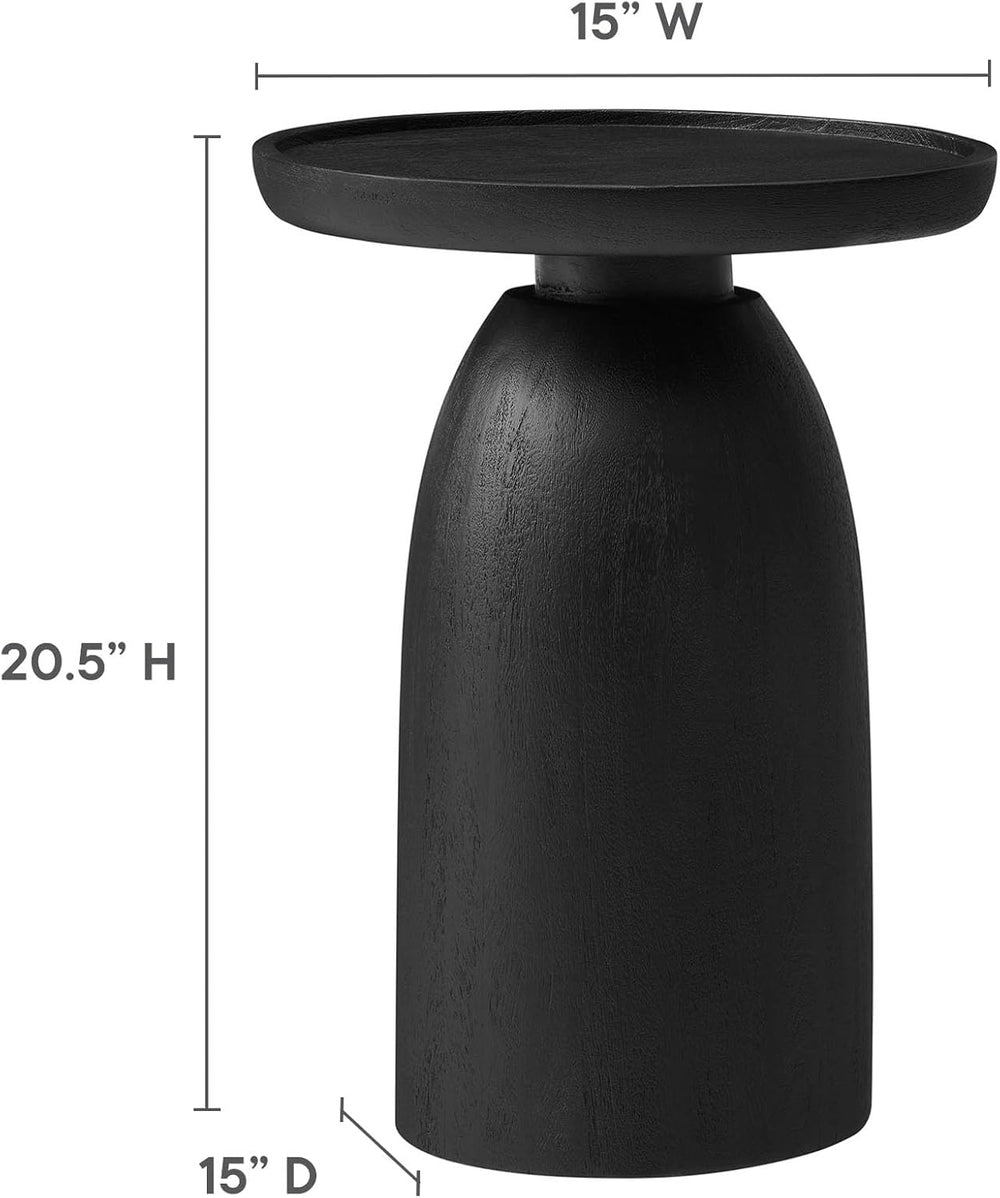 Modway Holloway Solid Mango Wood Side End Table in Black – Contemporary Woode...