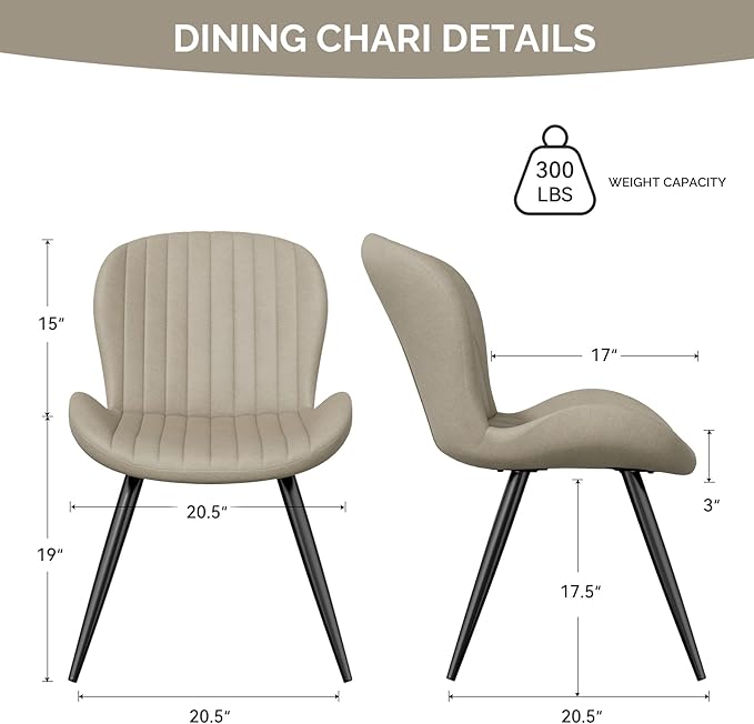 Nalupatio Dining Chairs Set of 2, Modern Dining Room Chairs Comfy Backrest Th...