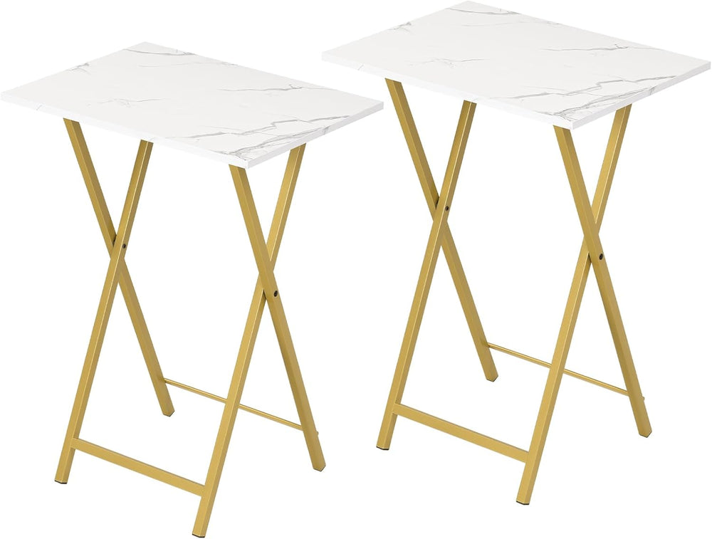 HOOBRO Folding TV Tray Tables, Set of 2 Side Table for Small Space, Industria...