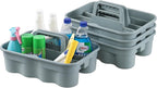 4-Pack Plastic Carry Caddy with Handle, Cleaning Utility Caddy Tote, Gray Housekeeping Tote