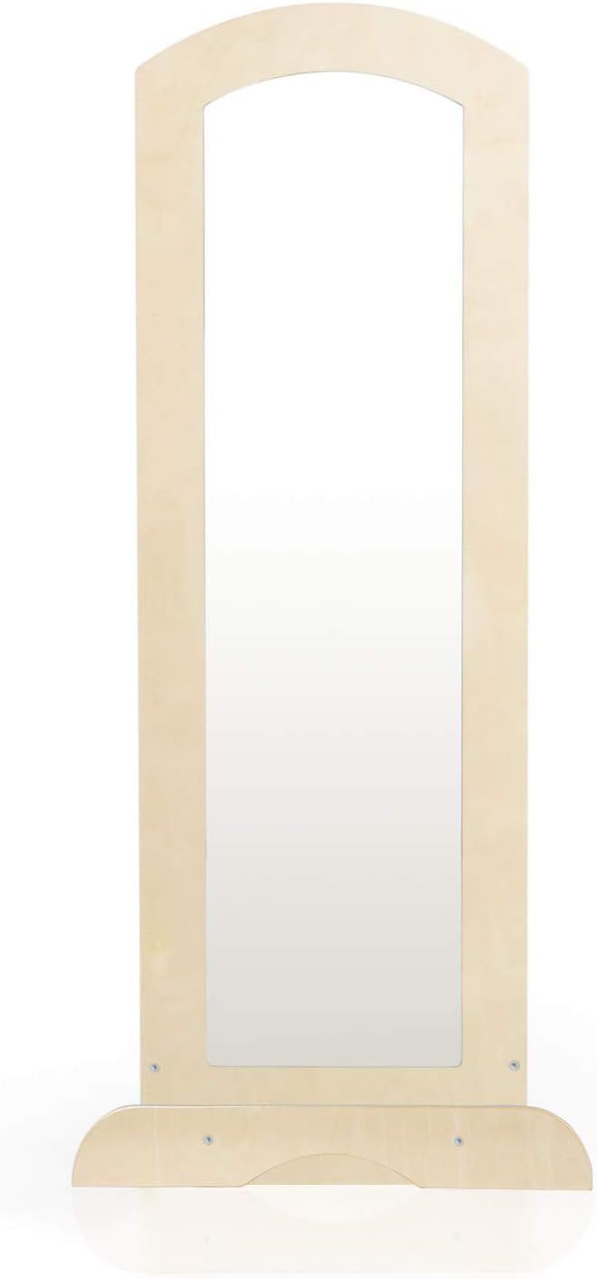 Guidecraft See and Store Dress-up Center – Natural: Armoire for Kids with Mirror & Shelves, Clothes Rack and Shoe Storage Dresser with Bottom Tray - Toddlers Room Furniture