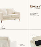 Kingfun 56" Chenille Sofa, Loveseat Couch, Mid Century Modern Love Seat Couches with Solid Wood Frame for Living Room & Bedroom, Beige