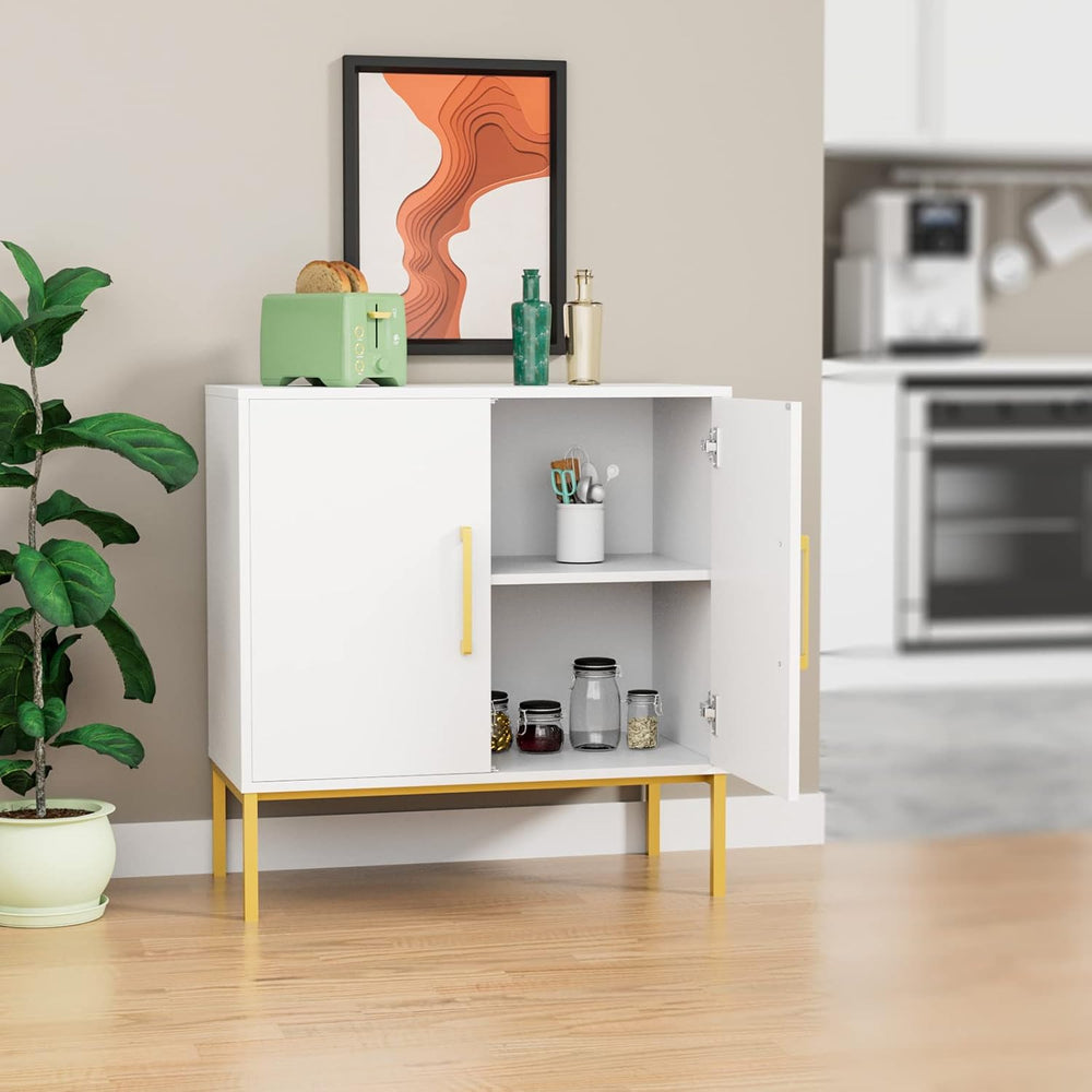 CARPETNAL Siedeboard Buffet Cabinet, White Side Storage Cabinet with Doors an...
