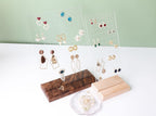 GemeShou Beech earring display for selling jewelry, wooden earring holder for studs display, small jewelry studs display board for show【Wood stand with acrylic board-Beech】