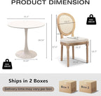 3-Piece 31.5" Round Dining Table Set for 2 with Upholstered Chairs – Space-Saving Modern Small Kitchen Cafe Bistro Set(Round Beige Linen Chair)