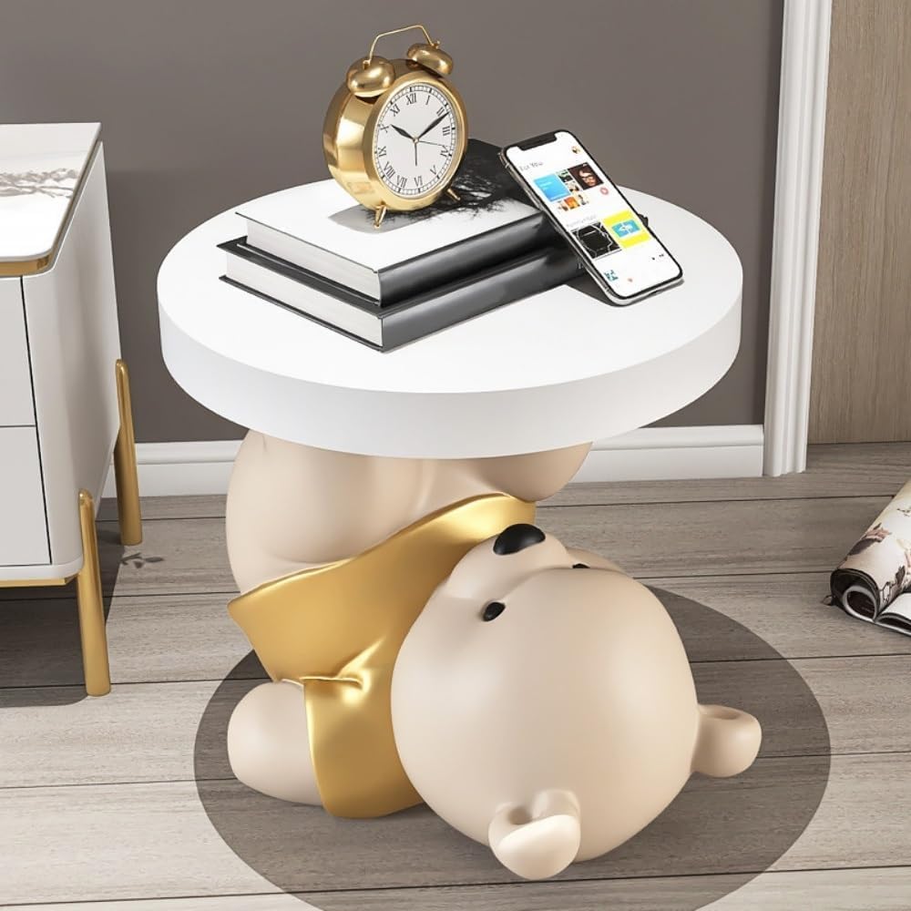 Resin Bear Side Table with MDF Top(Color:Brown)