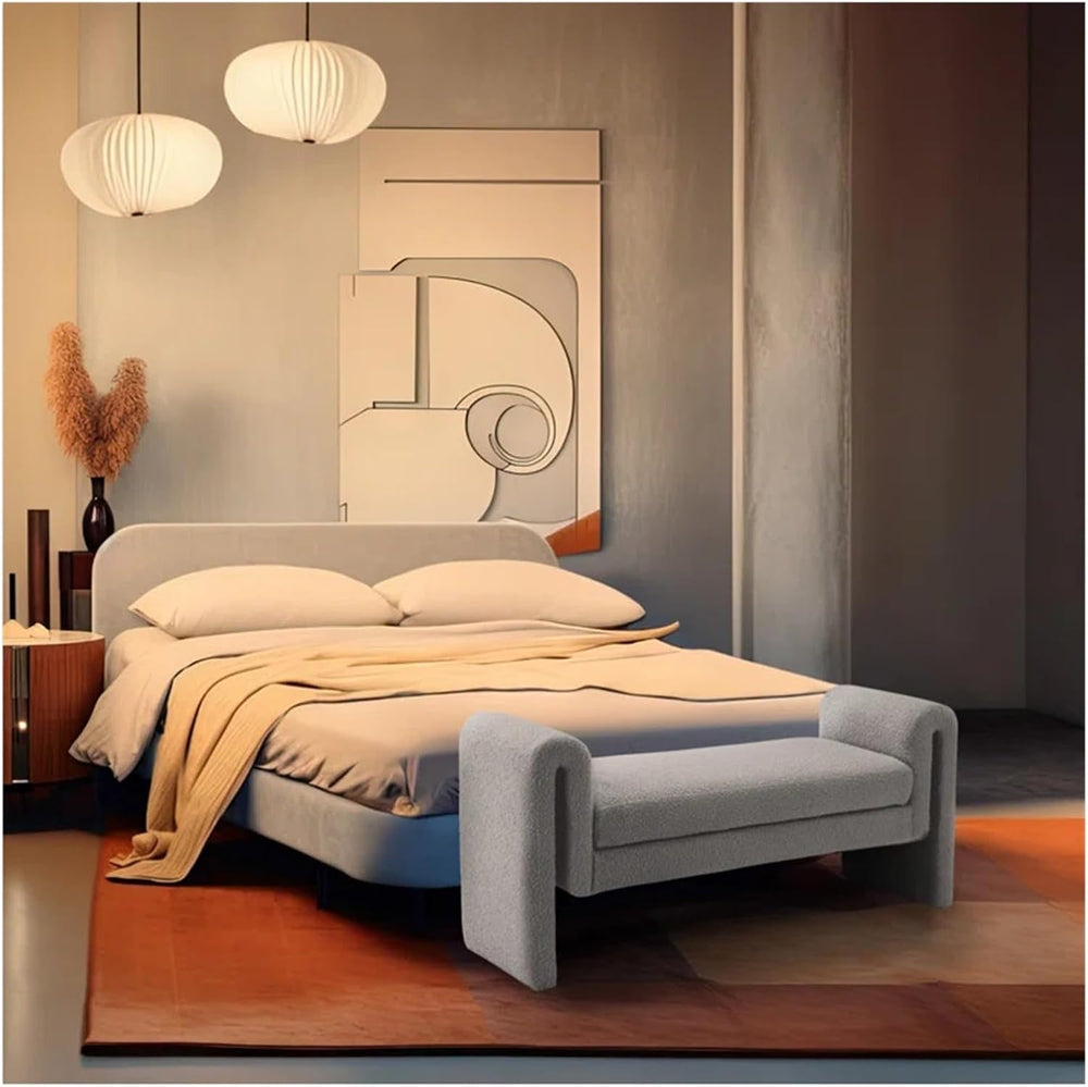 Modern Bedroom Ottoman Bench,Upholstered End of Bed Modern Entryway Shoe, Liv...