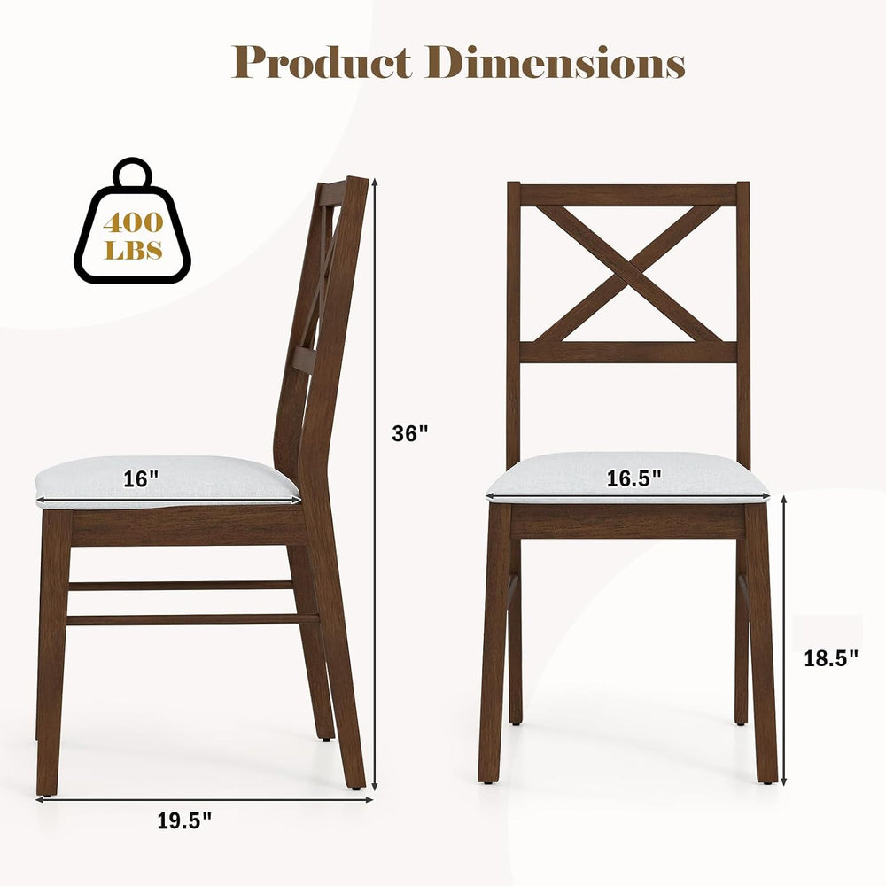 POWERSTONE Dining Chairs Set of 2, Wooden Kitchen Chairs with Soft Fabric Sea...