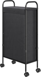 ELYKEN Slim Laundry Hamper with Lid, 50L Small Rolling Laundry Basket on Wheels, 7.9” Narrow Dirty Cloth Cart with Removable Inner Bag for Small Bathroom, Bedroom, Black