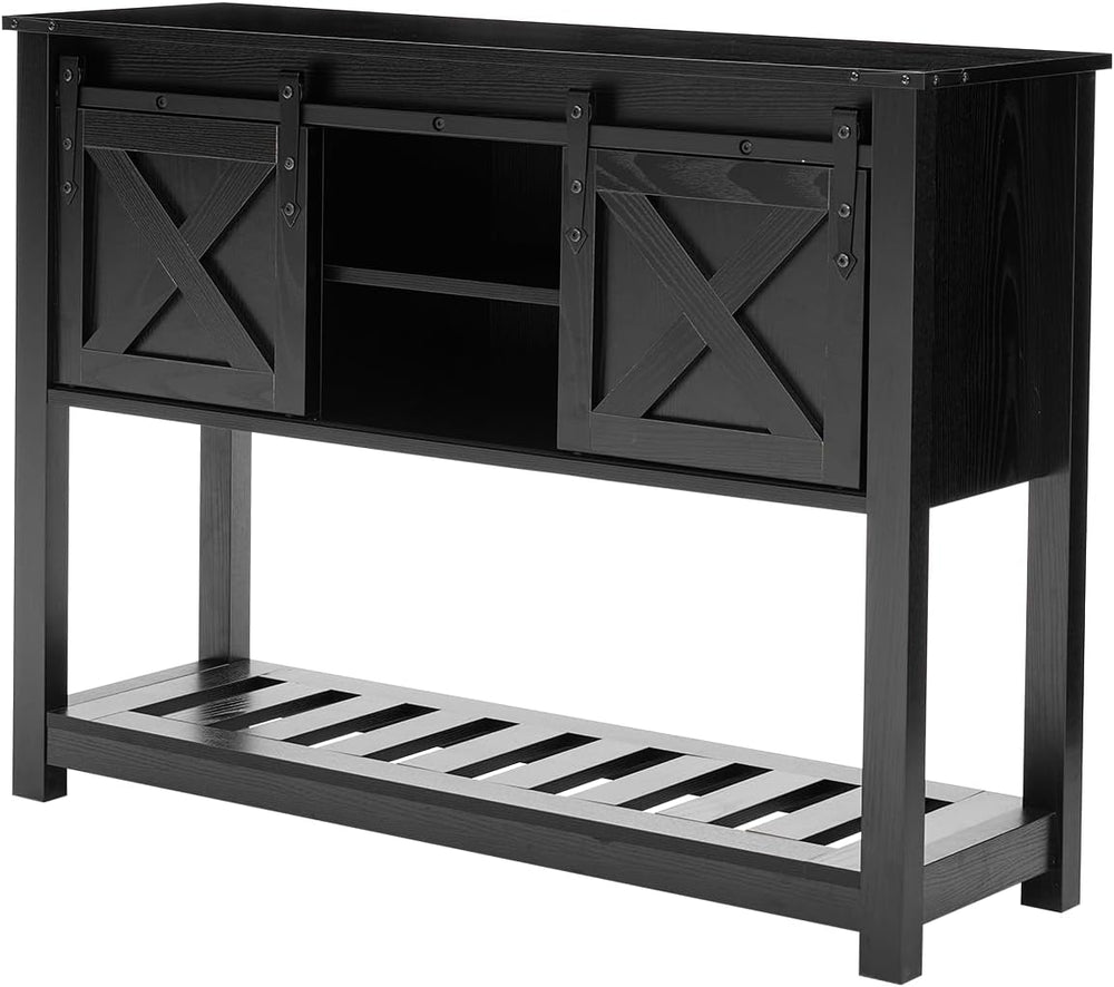 Black Farmhouse Entryway Table, Rustic Hallway Table with Storage Shelf, Sofa...