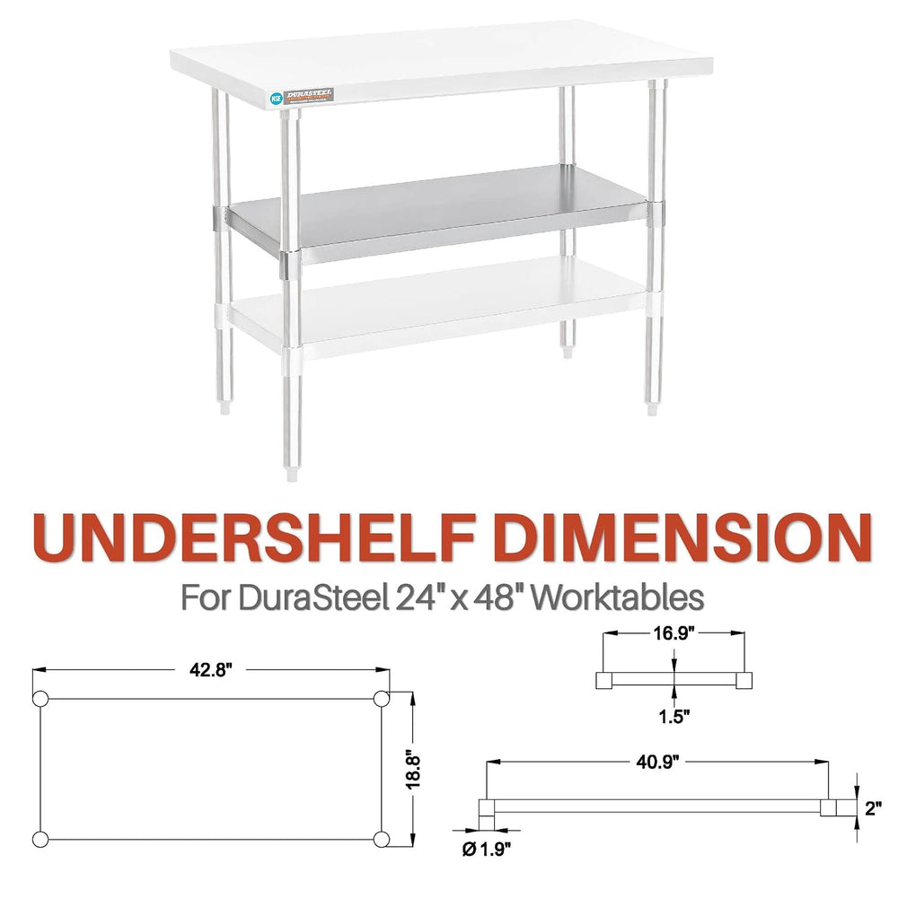DuraSteel Galvanized Under Shelf for Work Tables - Extra Adjustable Lower She...