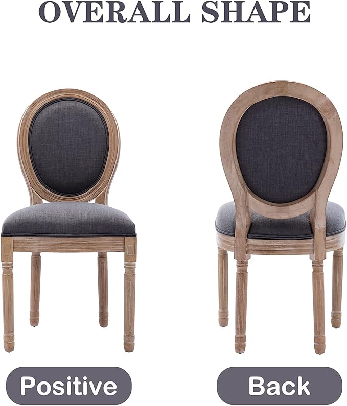 Nrizc French Dining Chairs Set of 2, Farmhouse Dining Chairs, Vintage Country Dining Chair with Round Back, French Bistro Chairs, Fabric Dining Chair for Kitchen, Bedroom