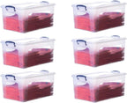 Superio Storage Bins with Lids- Clear Boxes for Organizing, Stackable Plastic Containers- BPA Free, Non-Toxic, Odor Free, Organizer for Home, Office, Dorm (6 Pack, 28.5 Qt)