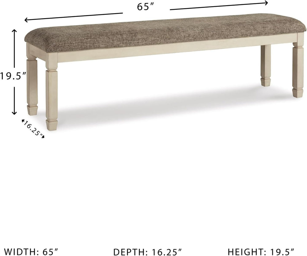 Signature Design by Ashley Bolanburg 65" Farmhouse Upholstered Dining Be...