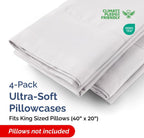 King Pillow Cases - 4 Pack - Super Soft Pillowcase Covers - Envelope Enclosure - Hotel Quality Pillow Protectors - Wrinkle Free, Shrink & Stain Resistant - Machine Washable - 20" x 40" (French Grey)