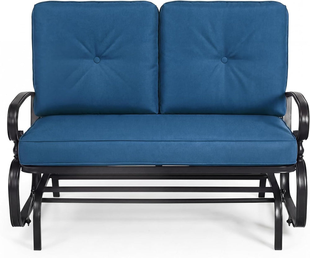 Giantex Outdoor Glider Bench, Patio 2 Person Loveseat with Removable Cushion,...