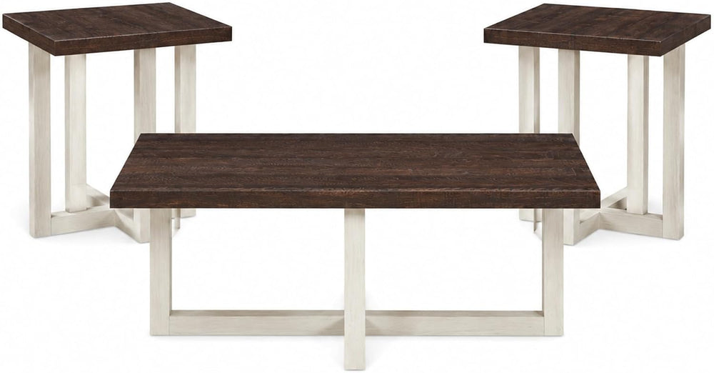 3-Piece Coffee Table Set, Modern Living Room Furniture with Geometric Cross B...