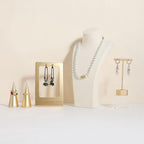 GemeShou Beige necklace storage organizer for sale, Velvet necklace holder stand, jewelry bust display stands, Jewelry Mannequin for Countertop, Showcase【Beige-Medium height 10.43 inch】