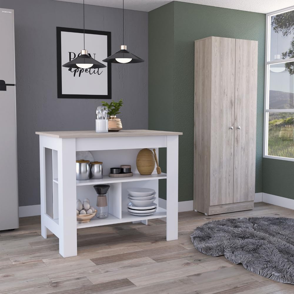 8-Shelf 2-Door Kitchen Island and Pantry Cabinet Set | Includes 8 shelves and...