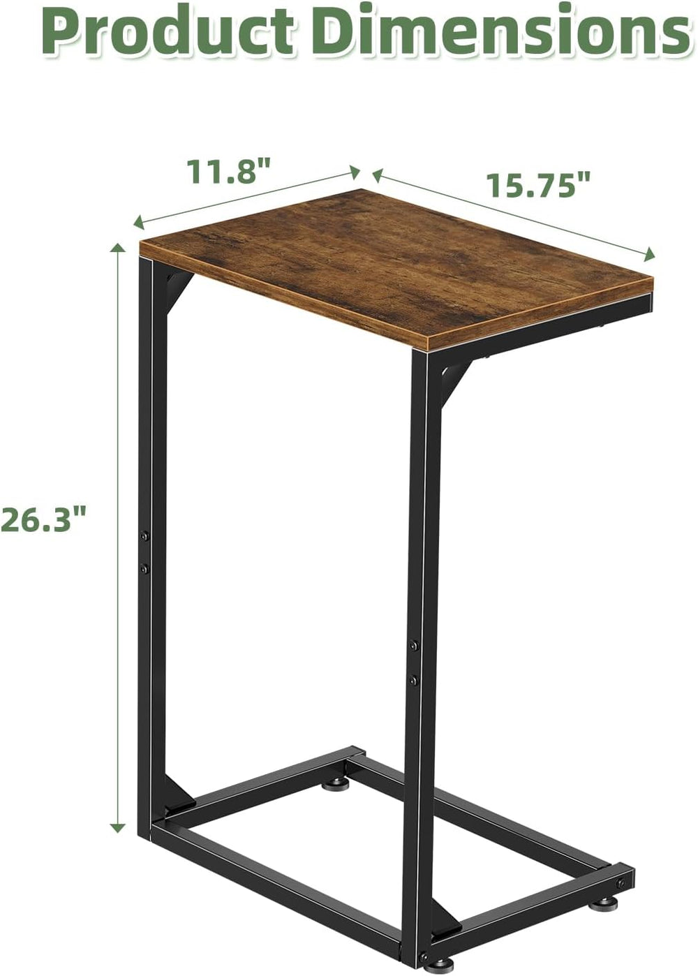 Simple Trending C Shaped End Table, Small Side Table, TV Trays for Couch, Sof...