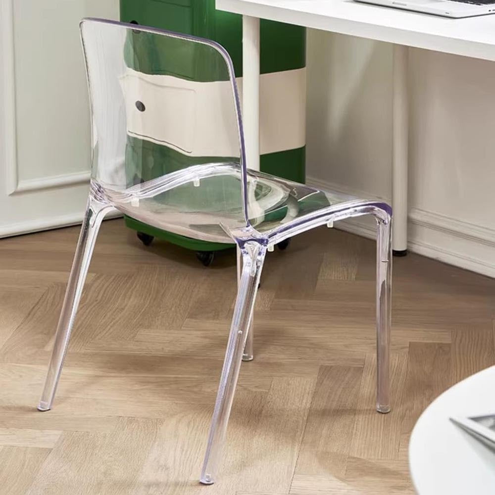 Etlegor Transparent Acrylic Dining Chair, Curved Backrest Kitchen Chairs Ladi...
