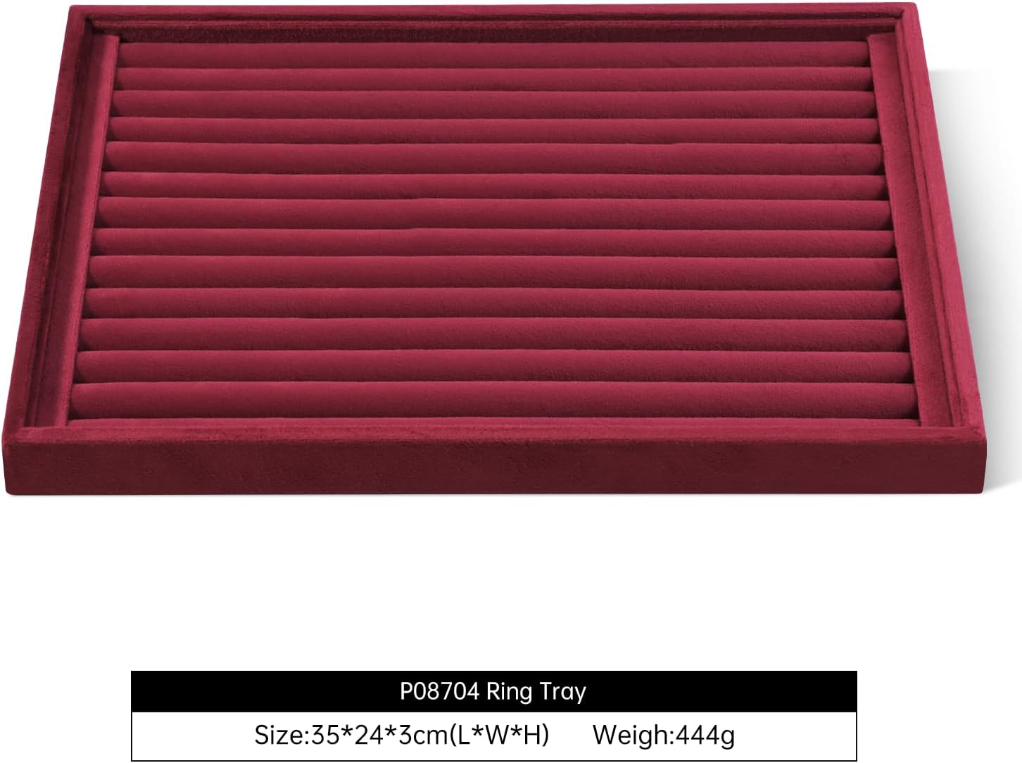 Velvet Ring Display Tray, Stackable Muilt Slot Rings Ear Stud Storage Tray, Drawer Insert Jewelry Accessories Organizers Plate (Red)