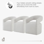 Upholstered Dining Chairs with Casters, Modern Barrel Side Armchair with Rollers for Dining Room, Bedroom, Kitchen, Reading Room, Linen, Set of 1