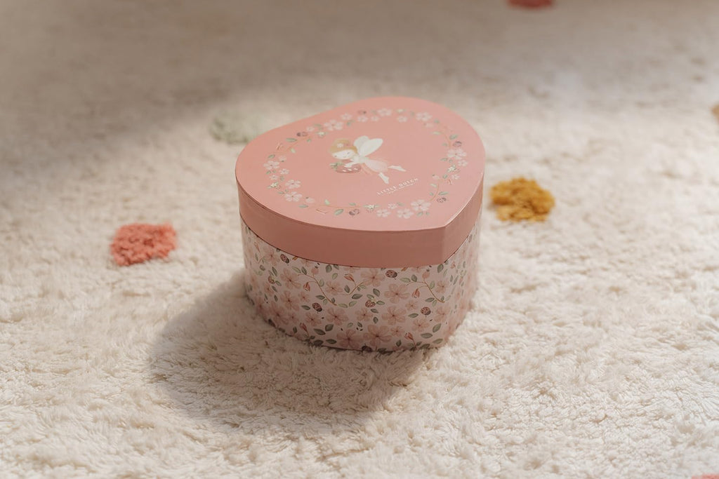 Little Dutch Fairy Garden Heart Music Box with Rotating Ballerina for Girls with Flower Motif Jewellery Box Music