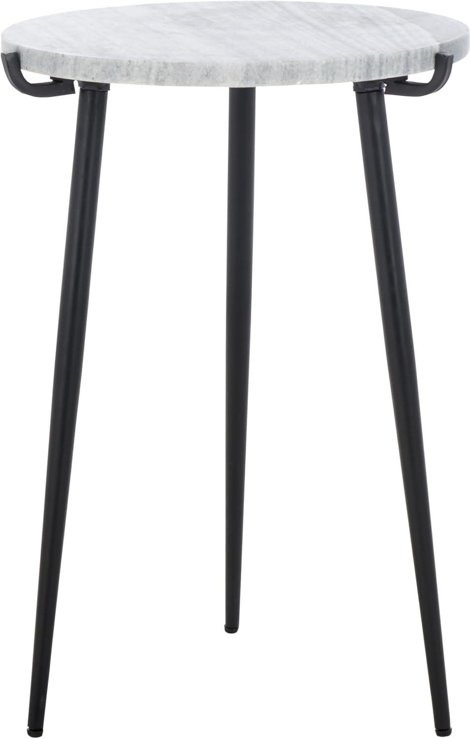 SAFAVIEH Home Collection - Hesse Side Table, Round Grey Marble Top with Black...