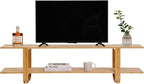 Tiita Bamboo TV Stand for 55 Inch TV, Entertainment Center with 2 Open Shelf, Mid Century Modern Media Console for Living Room, Bedroom, Wood