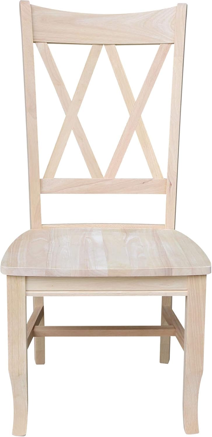 IC International Concepts, Set of 2 Double X-Back Dining Chairs, Armless, Rea...