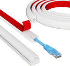 118" Side Open One Cord Hider (<1/4") for Wall Mounted Tv,Extension Cable Cover to Hide Conceal Cords Along Wall,Wire Raceway Management Cable Concealer Channel,Electric Cord Organizer Wiremold,White
