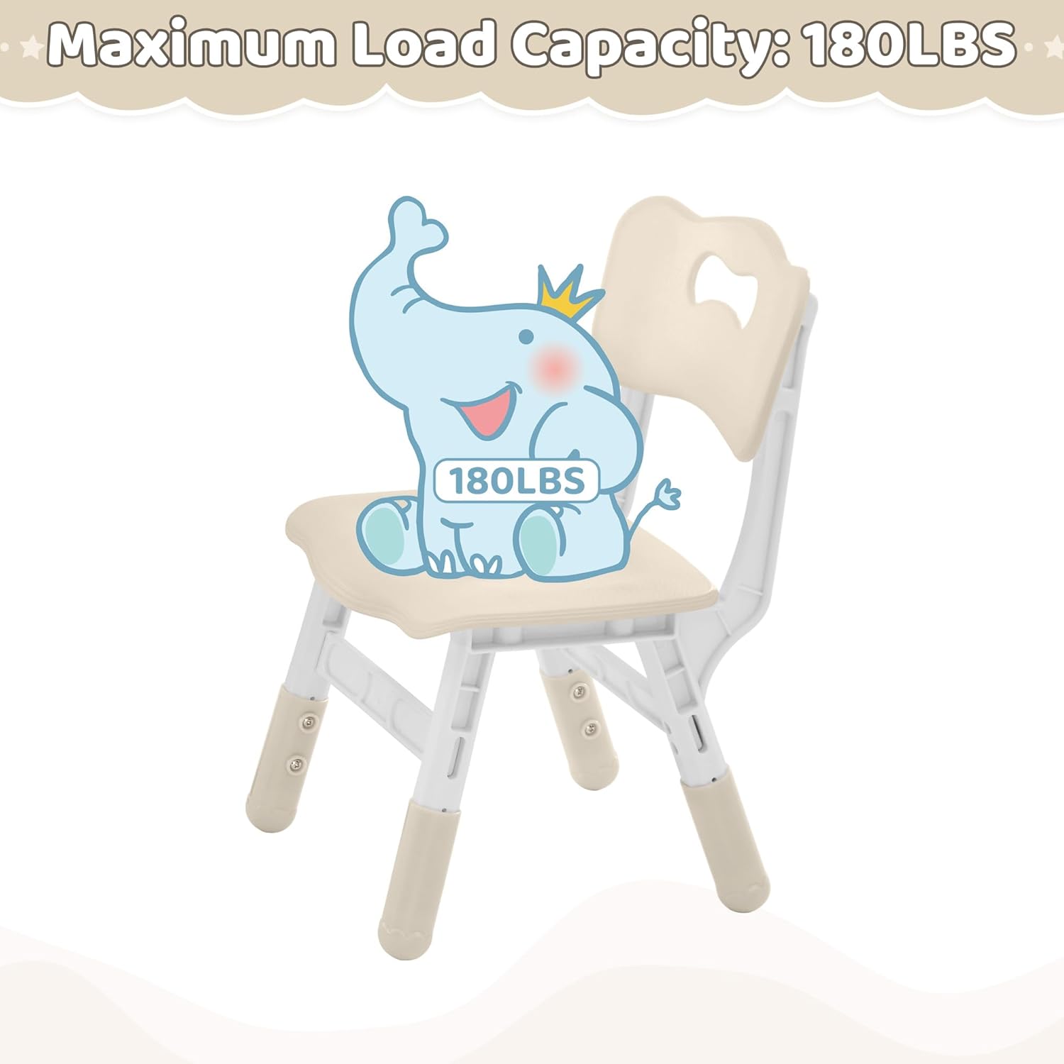 DOREROOM Adjustable Toddler 2 Chairs Set, 3 Level Adjustable Children’s Chair for Age2-8, Durable and Lightweight, Maximum Load-Bearing 180LBS, Plastic Kids Chairs for Classroom/Daycare/Home