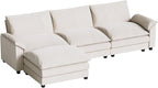 Homall Modular Sectional Sofa, Loveseat Sofa Couch with Reversible Ottoman, DIY Combination Chenille Deep Seat Cloud Couch for Living Room, Apartment (White, L Shaped Sofa)