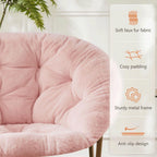 Simple Deluxe Comfy Chairs for Bedroom, Faux Fur Saucer Chair for Adults, Oversized Comfy Soft Saucer Chair, Padded Lazy Chair for Living Room Dorm Rooms, Pink