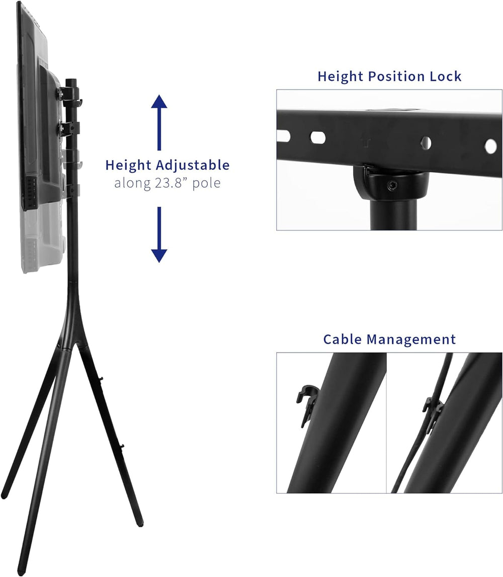 VIVO Black Easel TV Stand for 45 to 65 inch Screens, STAND-TV65AB | Articulat...