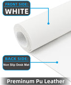 Leather Desk Protector, Office Laptop Mat - Non-Slip PU, Waterproof Writing Pad (31.5"x15.7", Ivory White)