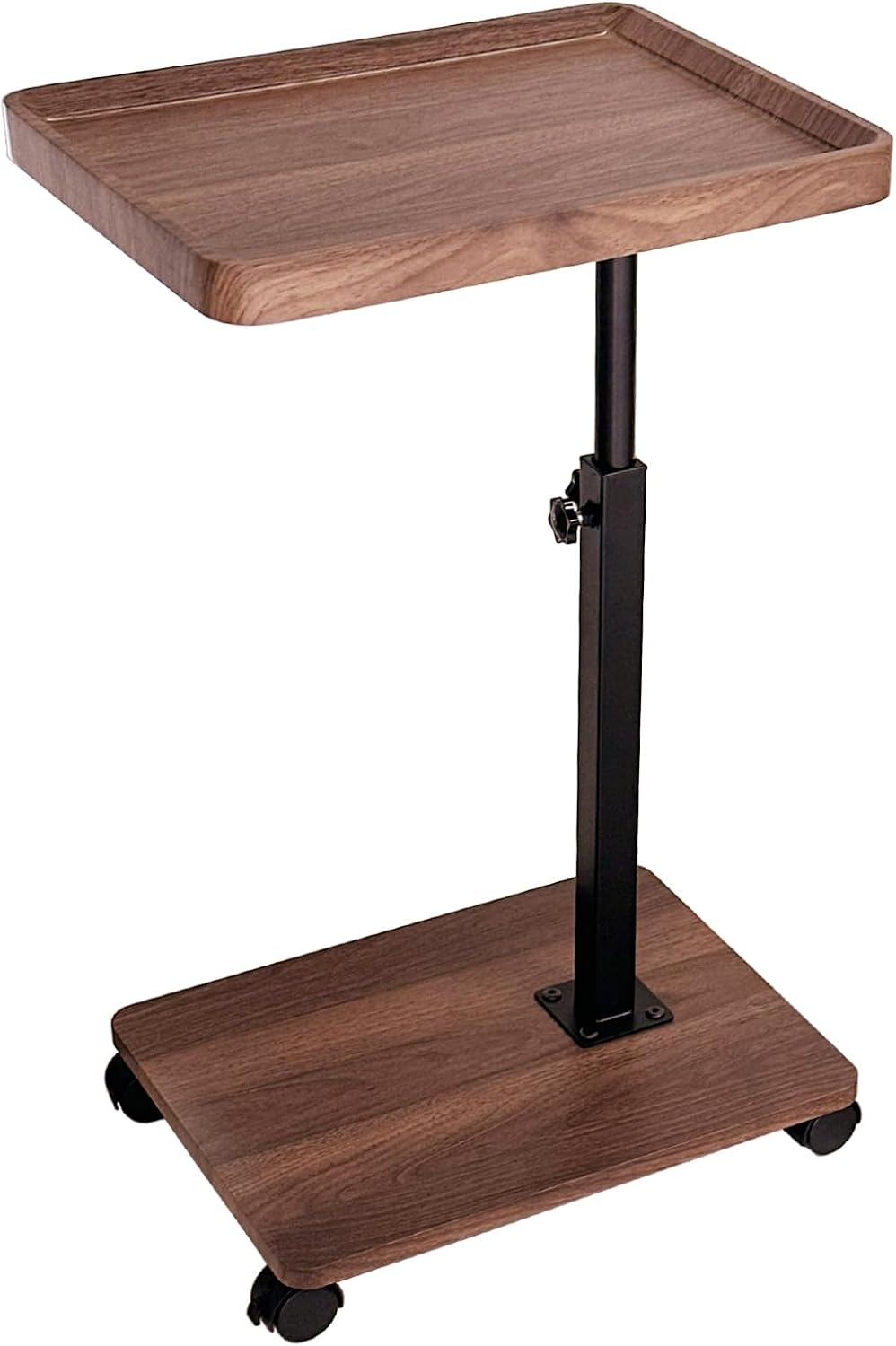 C Shaped End Table Adjustable Height, 360°Swivel TV Tray Table, Walnut Brown ...