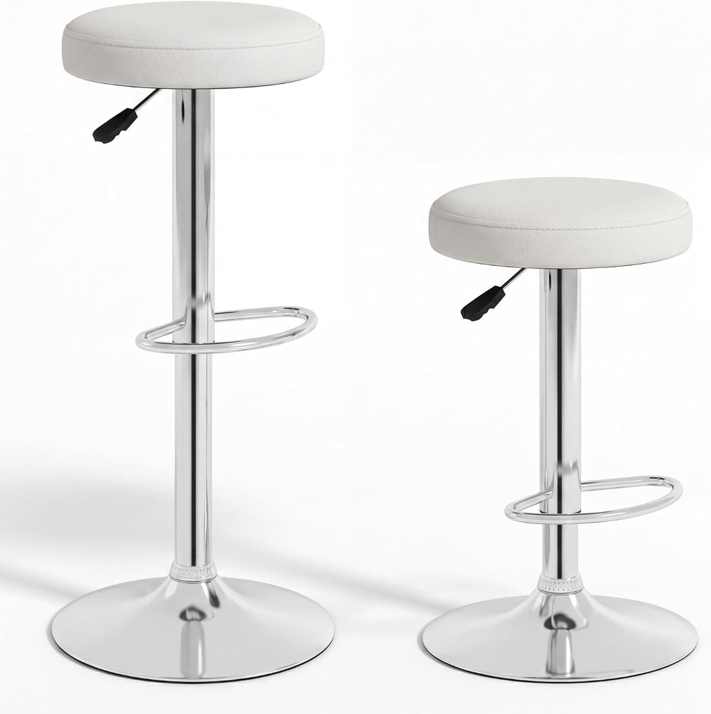 GIANTEX Bar Stools Set of 2, Adjustable Height PU Leather Bar Chair with Swiv...