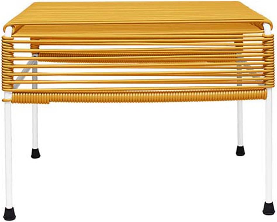 Innit 08-02-13 Adam Caramel Weave Ottoman with White Frame, Multi-Colour