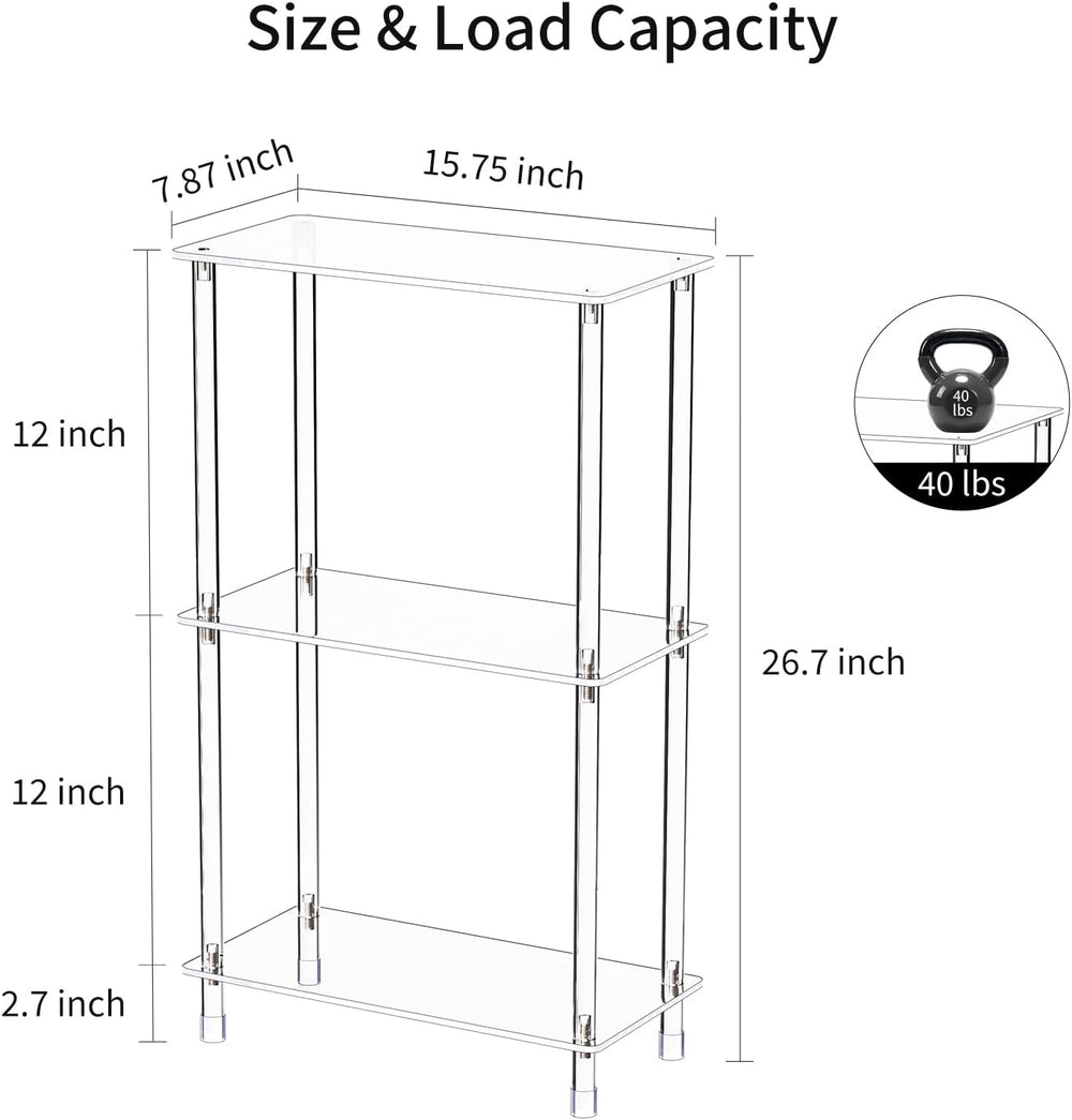 Clear Acrylic Narrow Side Table for Small Spaces, 15.75" L x 7.87" ...